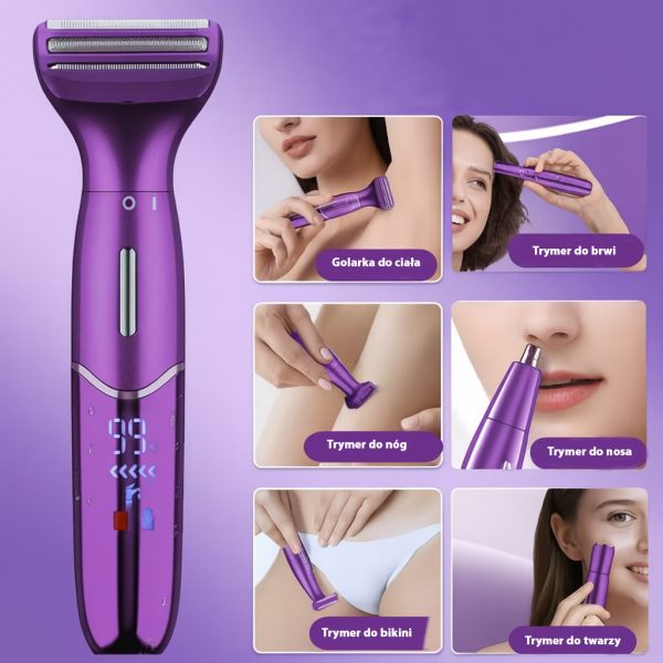 GOLARKA DAMSKA DEPILATOR TRYMER MASZYNKA DO CIAŁA BIKINI NÓG PACH 6W1 USB