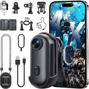 MINI KAMERA SPORTOWA WIFI 4K WODOODPORNA MAGNETYCZNA KĄT 140° PRO +AKCESORIA