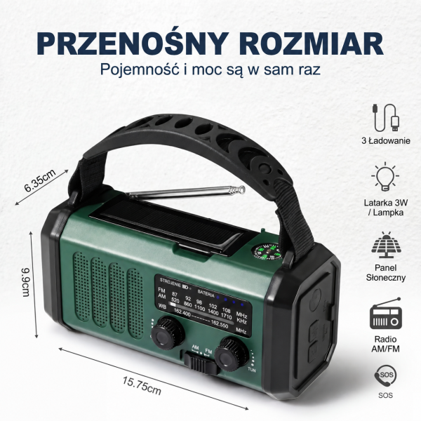 FRENZIS™ Radio Awaryjne Solarne na Korbkę — Działa Gdy Nie Ma Prądu